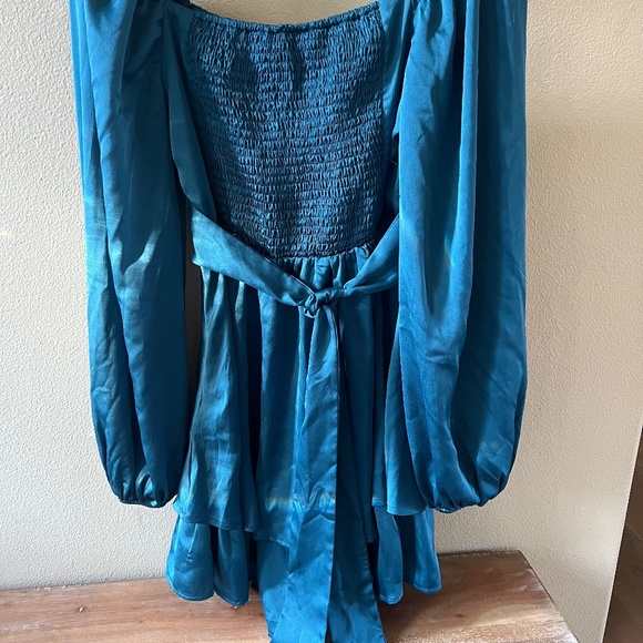 VICI SATIN COCKTAIL DRESS TEAL - Picture 6 of 8